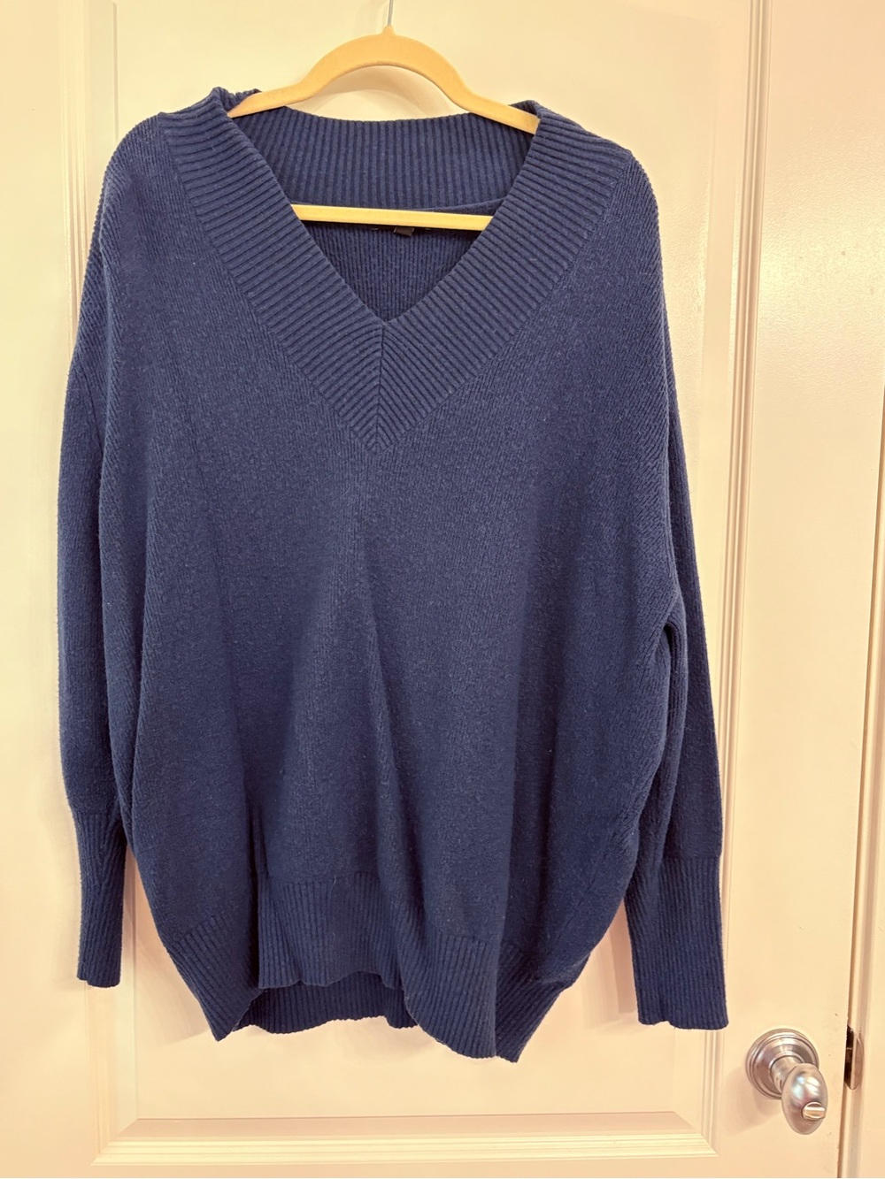 Universal Standard V-Neck Sweater in Navy